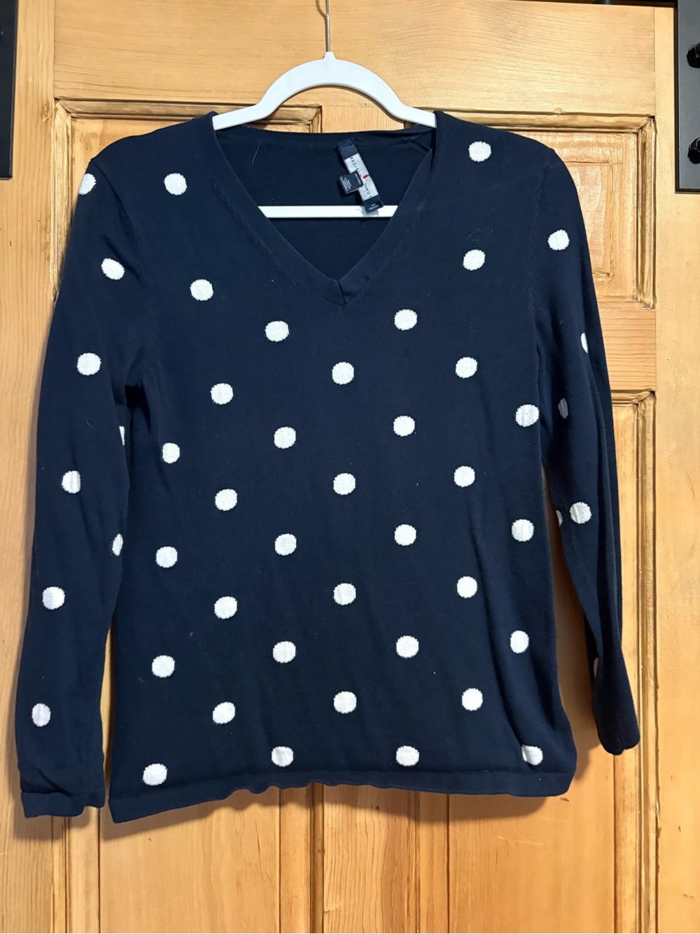 Tommy Hilfiger Navy V-Neck Polka Dot Sweater